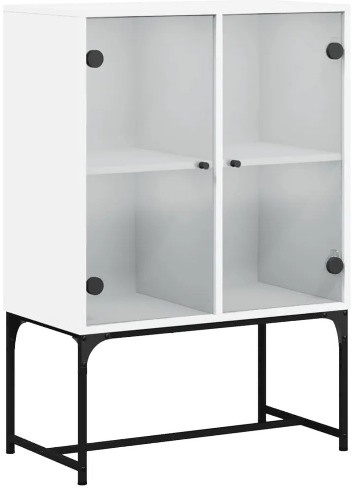 vidaXL Βοηθητικό Ντουλάπι Λευκό 69x37x100 εκ. με Γυάλινες Πόρτες