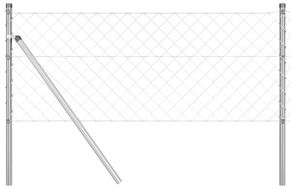 vidaXL Περίφραξη Αλυσίδας με 7 Πόλους 0.8x10 m Γαλβανισμένο Ατσάλι
