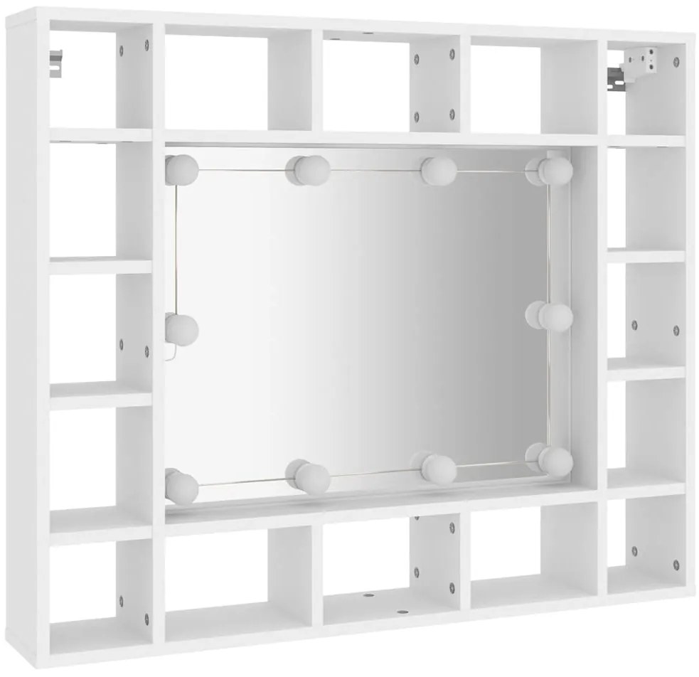 vidaXL Έπιπλο Καθρέπτη με LED Λευκό 91 x 15 x 76,5 εκ.