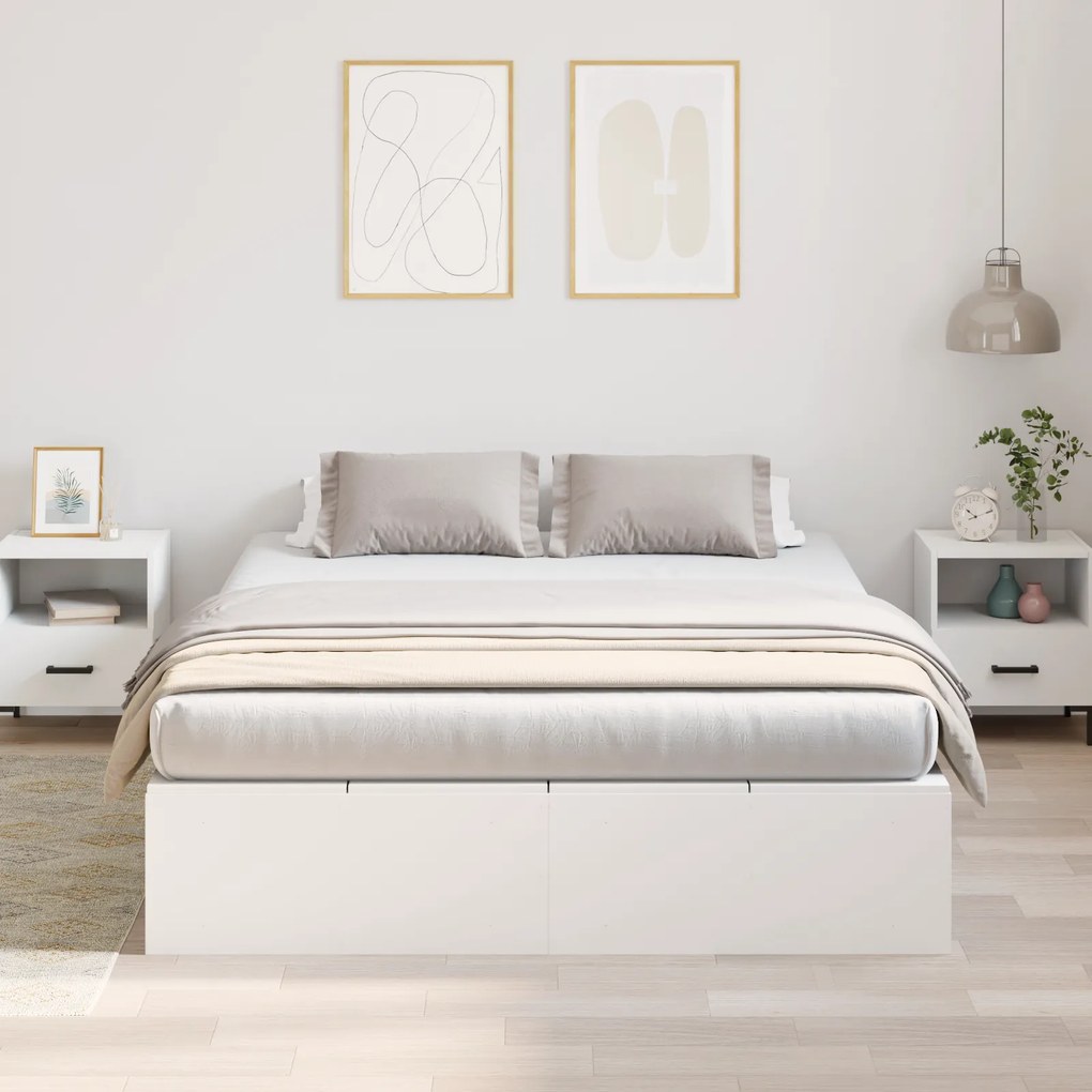 vidaXL κρεβάτι αποθήκευσης Λευκό 135x190 εκ