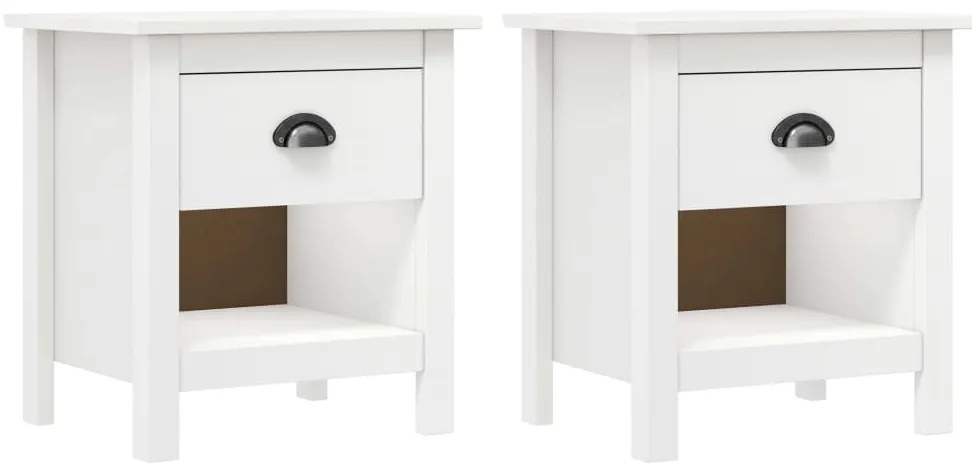 vidaXL Κομοδίνα Hill 2 Τεμ. 46 x 35 x 49,5 εκ. από Μασίφ Ξύλο Πεύκου