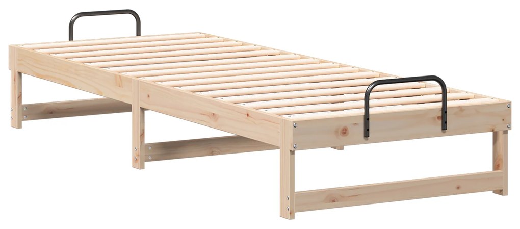 vidaXL Κρεβάτι με λαβές μεταφοράς Καφέ 80 x 200 cm Μασίφ ξύλο πεύκου