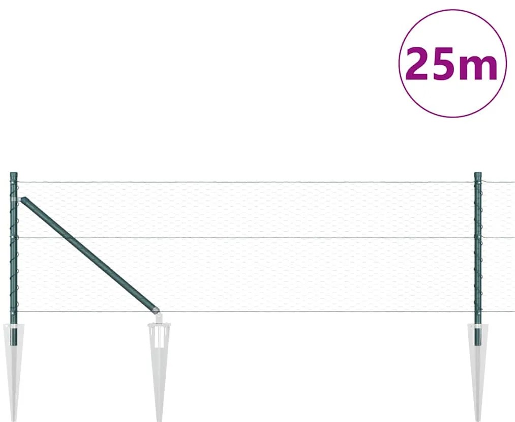 vidaXL Φράχτης με Στήλες. Πράσινο 0.6 x 25 μ Ατσάλι με επικάλυψη PVC