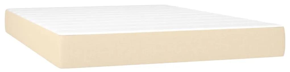 vidaXL Κρεβάτι Boxspring με Στρώμα Κρεμ 140x190 εκ. Υφασμάτινο
