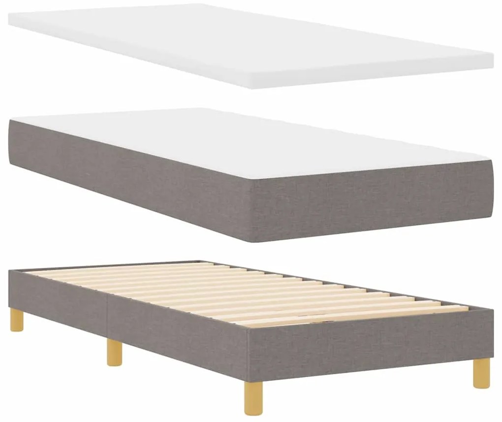 vidaXL Κρεβάτι με ελατήρια με στρώμα Taupe 90 x 200 cm ύφασμα
