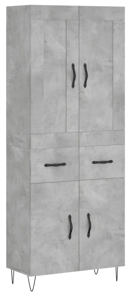 vidaXL Ντουλάπι Γκρι Σκυροδέματος 69,5x34x180 εκ. Επεξεργασμένο Ξύλο