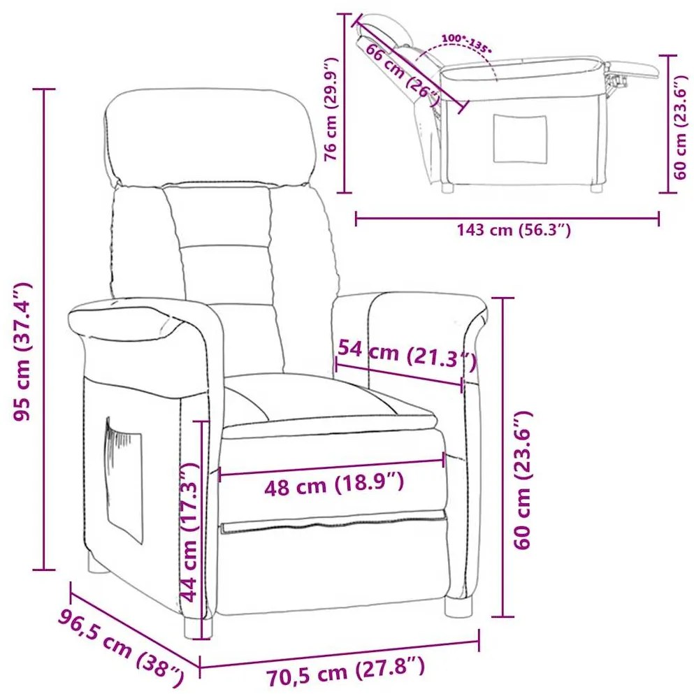 vidaXL Ανακλινόμενη Καρέκλα Ταμπά Taupe 70.5 x 96.5 x 95 cm