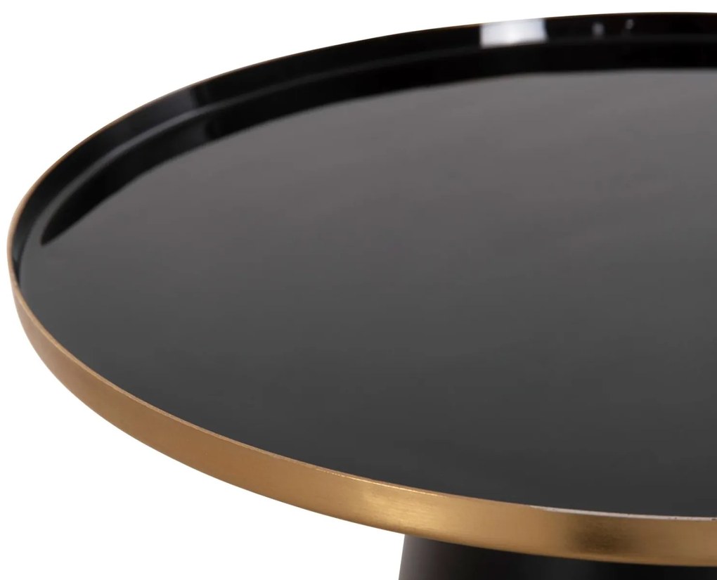 Τραπεζάκια σαλονιού BENG Σετ 2 τμχ Μέταλλο Εμαγιέ και Βάση Μαύρο Ματ Φ50 &amp; Φ40 εκ.