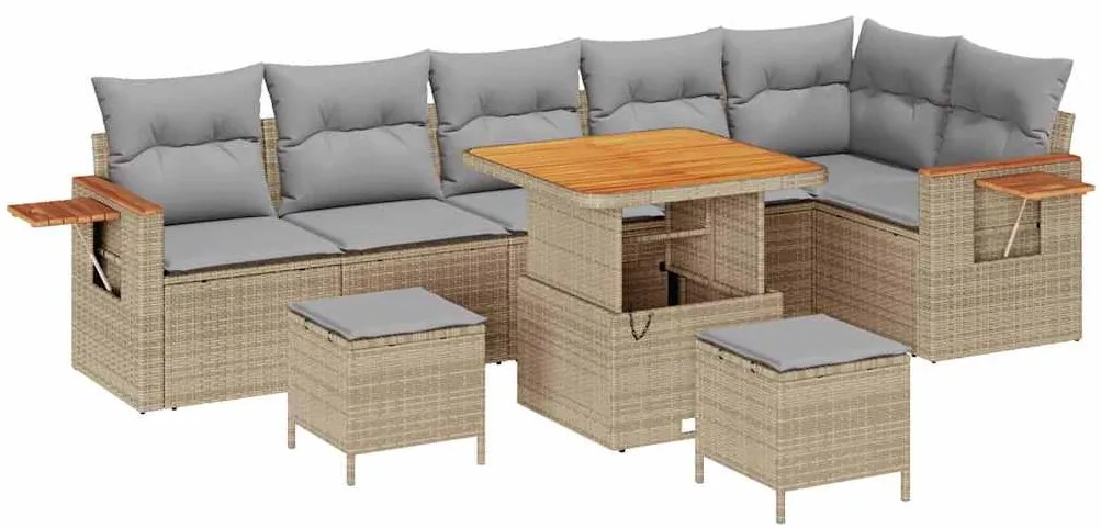 vidaXL Σετ Καναπέ Κήπου 9 pcs μπεζ και ανοιχτό γκρι 80 x 80 x 71 cm