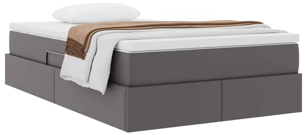 vidaXL Κρεβάτι με αποθηκευτικό χώρο και στρώμα Γκρι 120 x 200 cm