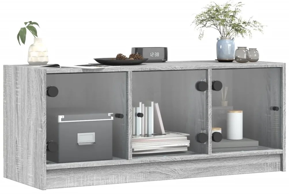 vidaXL Έπιπλο Τηλεόρασης Sonoma Γκρι 102x37x42 εκ. με Γυάλινες Πόρτες