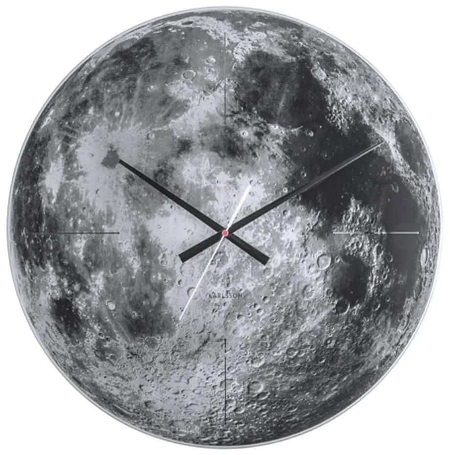 Ρολόι Τοίχου KA5475 Moon D60cm Grey-Black Karlsson Γυαλί