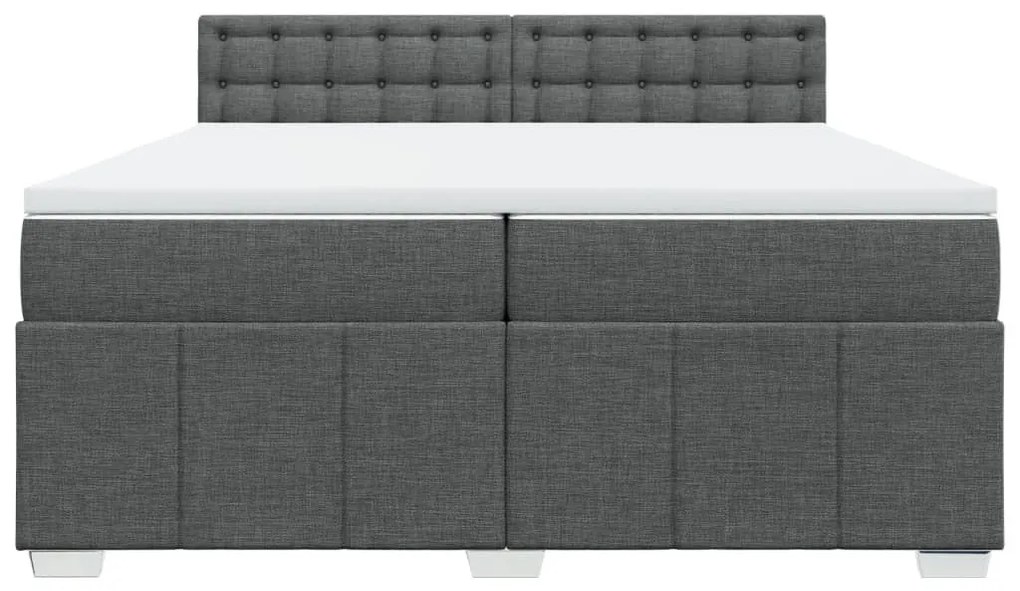 Κρεβάτι Boxspring με Στρώμα Σκούρο Γκρι 200x200 εκ. Υφασμάτινο - Γκρι