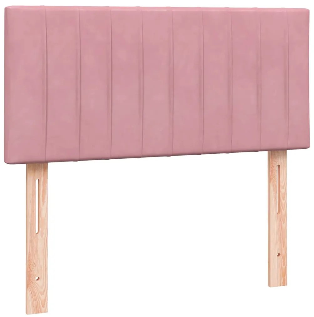 vidaXL Κρεβάτι Boxspring με Στρώμα Ροζ 80x220 εκ. Βελούδινο