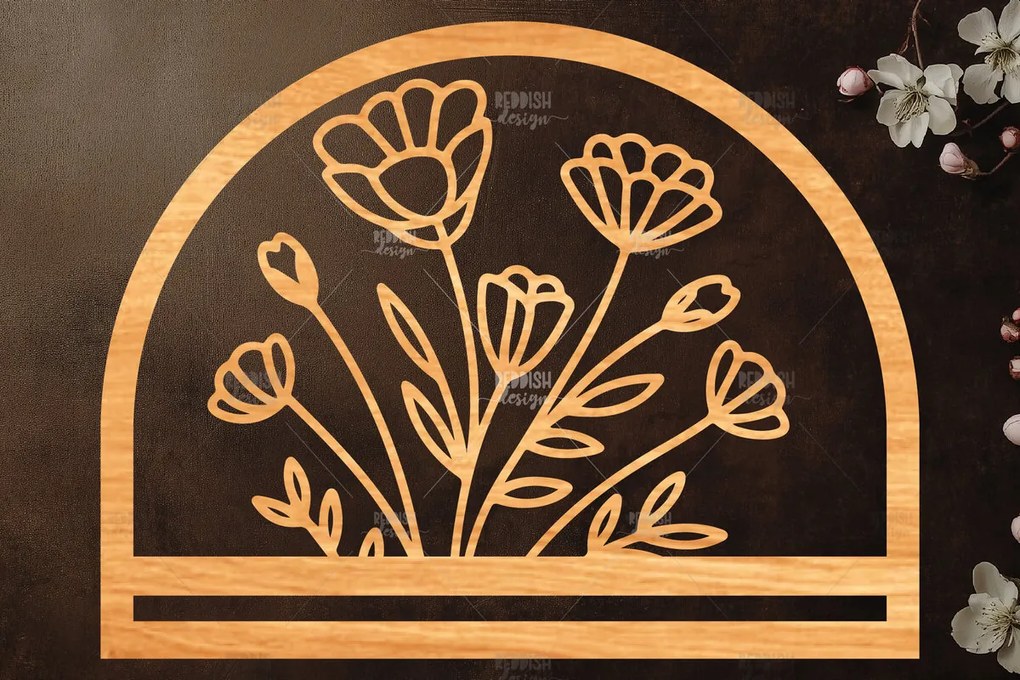 Σετ των 2 Intra απο ξύλο plywood  Χρώμα wenge 3mm-4mm πάχος - Φλοράλ Μακραμέ θήκη κοπής με λέιζερ Δίασταση 20x20 cm INTRAFABR-105469352