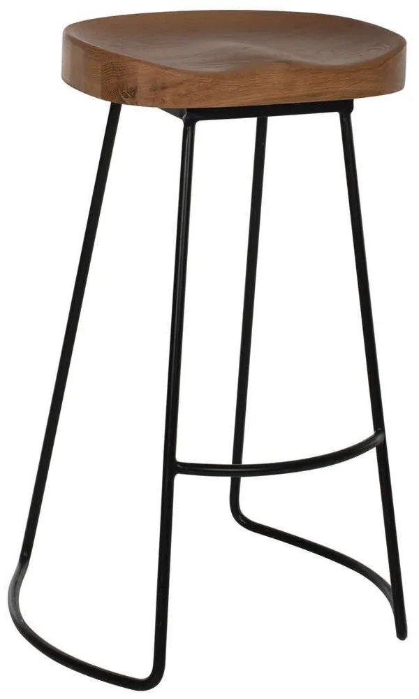 Σκαμπό Μπαρ HM9333.01 48x40,5x71cm Από Ξύλο Toon Natural-Black Μέταλλο,Ξύλο