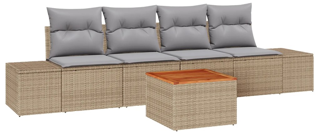 vidaXL Σετ Σαλονιού Κήπου 5 pcs Beige, ανοιχτό γκρι 55 x 55 x 37 εκ