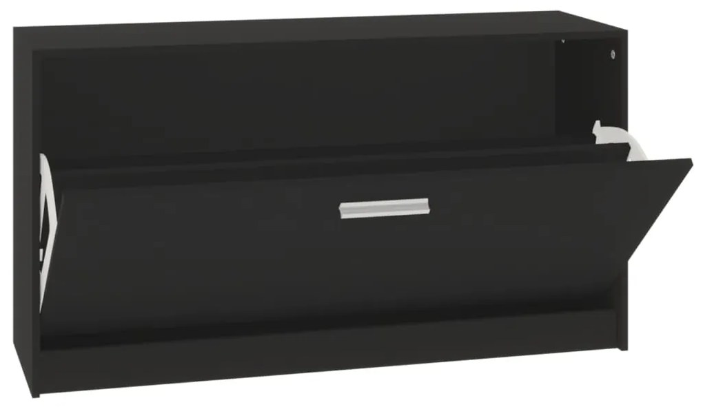 vidaXL Πάγκος Παπουτσιών Μαύρος 80x24x45 εκ. από Τεχνητό Ξύλο
