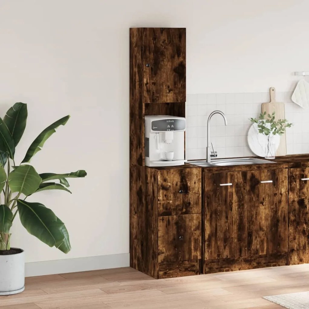 vidaXL Ντουλάπι Κουζίνας Καπνιστή Δρυς 35x50x180 εκ. Επεξεργ. Ξύλο