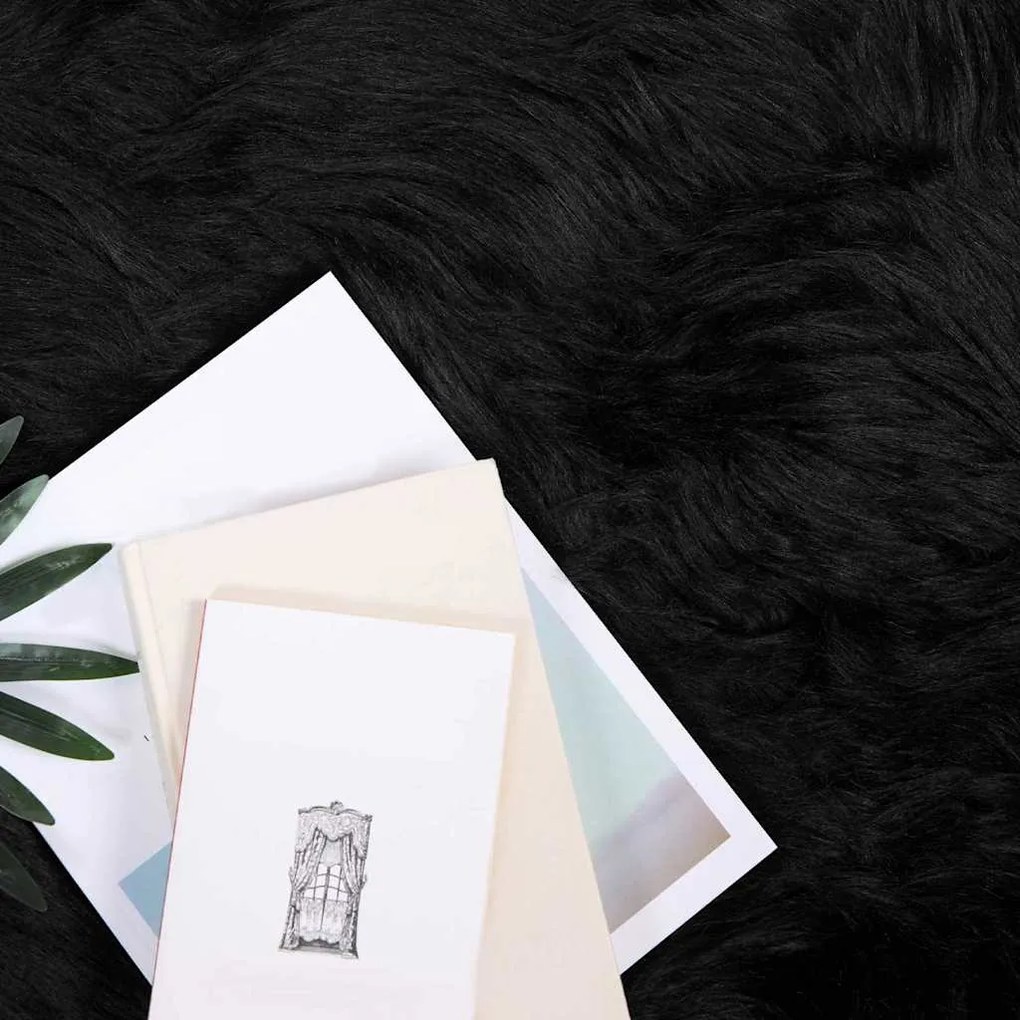 vidaXL Ψεύτικο Δέρμα Προβάτου Χαλί Tafalla Μαύρο 50 x 80 cm