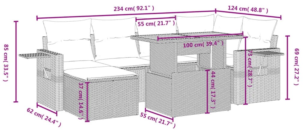 ΚΑΝΑΠΕΣ ΣΕΤ 7 ΤΕΜΑΧΙΩΝ ΜΑΥΡΟ ΣΥΝΘΕΤΙΚΟ ΡΑΤΑΝ ΜΕ ΜΑΞΙΛΑΡΙΑ 3275701