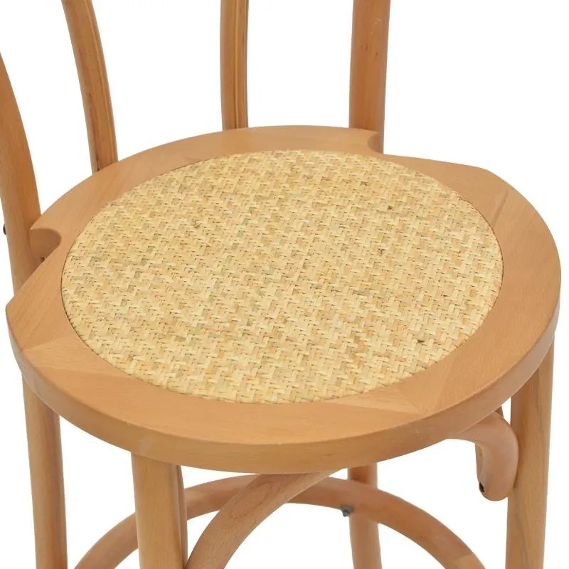 Σκαμπό μπαρ Thonet φυσικό ξύλο οξιάς-έδρα φυσικό rattan 41x50x105εκ