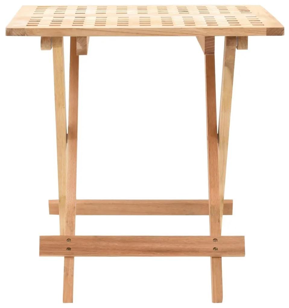 Τραπέζι Βοηθητικό Πτυσσόμενο 50x50x49 εκ. Μασίφ Ξύλο Καρυδιάς - Μπεζ