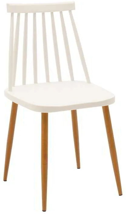 Τραπεζαρία Aurora-Julita pakoworld σετ 5τεμ pp-mdf σε λευκό-φυσική απόχρωση Φ80x73εκ