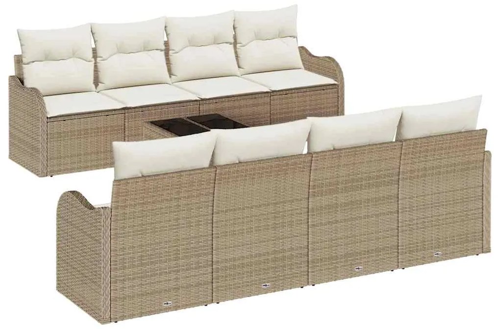 vidaXL Σετ Καναπέ Κήπου 9 pcs Μπεζ 55 x 55 x 37 εκ Πολυ ράταν