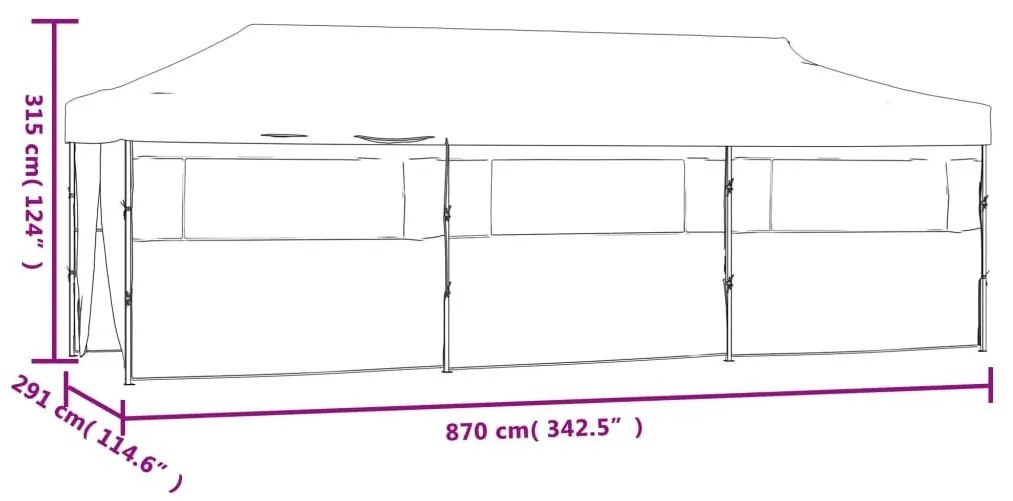 Τέντα Εκδηλώσεων με 8 Τοιχώματα Πτυσσόμενη Pop-Up Λευκή 3x9 μ. - Λευκό