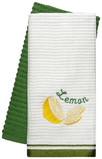 Beauty Home Ποτηρόπανα σετ 2τμχ Lemon Art 8806 40x60 Πράσινο