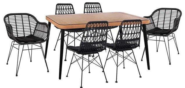 ΣΕΤ 7ΤΜΧ ALLEGRA WICKER ΜΕ ΤΡΑΠΕΖΙ 160X90X78Υ ΜΠΕΖ & ΜΑΥΡΟ ΧΡΩΜΑ HM10516