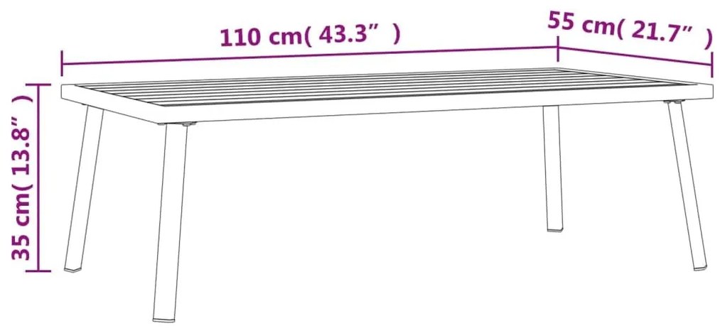 Τραπεζάκι Κήπου Ανθρακί 110 x 55 x 35 εκ. από Ατσάλι - Ανθρακί