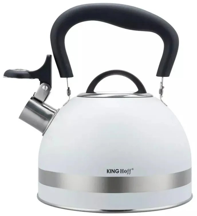 Τσαγιέρα με σφυρίχτρα Kinghoff KH 1852, 1.8l, Επαγωγή, Θερμομονωμένη λαβή, Λευκό