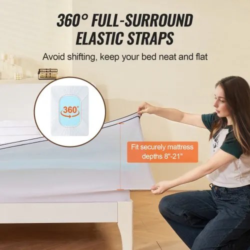 VEVOR Mattress Topper Premium Memory Foam Fiber Fill King 101.6 mm Thickness
