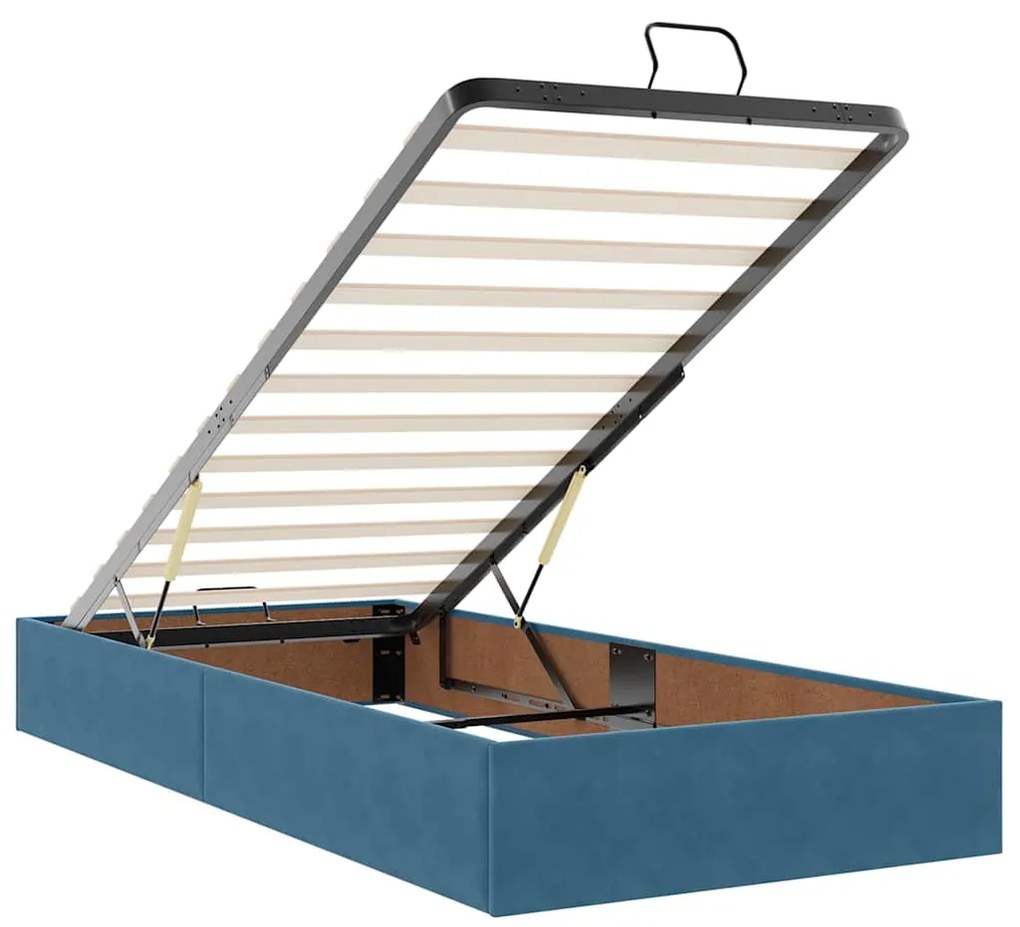 Οθωμανικό κρεβάτι με στρώμα &amp; LEDs Σκούρο μπλε 90x190cm Velvet 3312666
