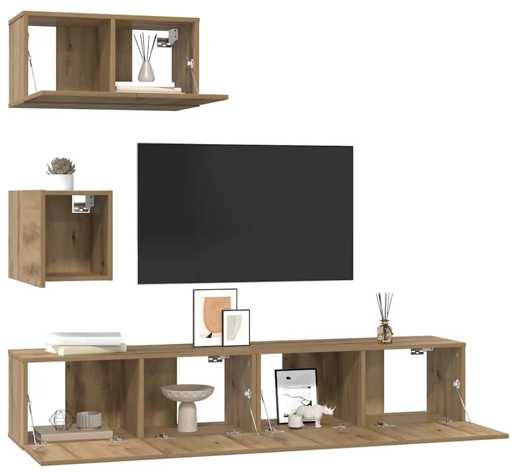 vidaXL Σετ Ντουλάπια Τηλεόρασης 4 pcs artisan δρυς 80 x 30 x 30 εκ