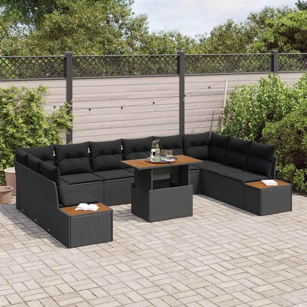vidaXL Σέτ φαγητού για κήπο 11 pcs Μαύρο, Καφέ 100 x 55 x 73 εκ