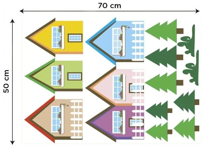 Διακοσμητικά αυτοκόλλητα τοίχου σπιτιών σε έντονα χρώματα - 50x70