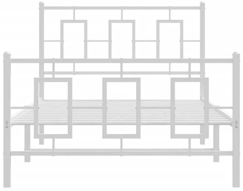 vidaXL Πλαίσιο Κρεβατιού με Κεφαλάρι&amp;Ποδαρικό Λευκό 100x190εκ. Μέταλλο