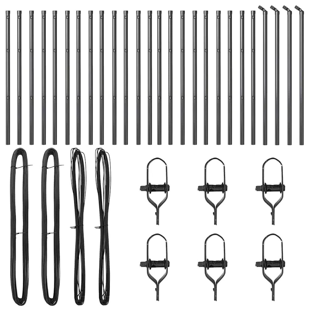 vidaXL Στύλος Περιφράξεων 26 pcs Γκρι 3.2 x 3.2 x 80 εκ Ατσάλι