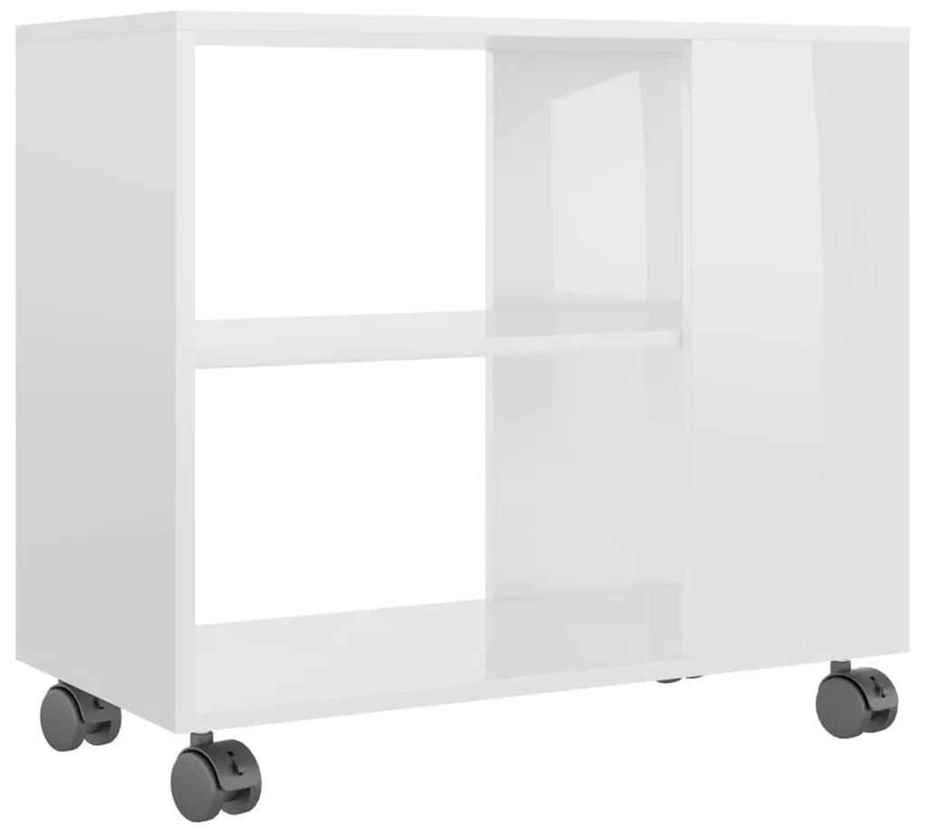 Τραπέζι Βοηθητικό Γυαλιστ.Λευκό 70x35x55 εκ. Επεξεργασμένο Ξύλο - Λευκό