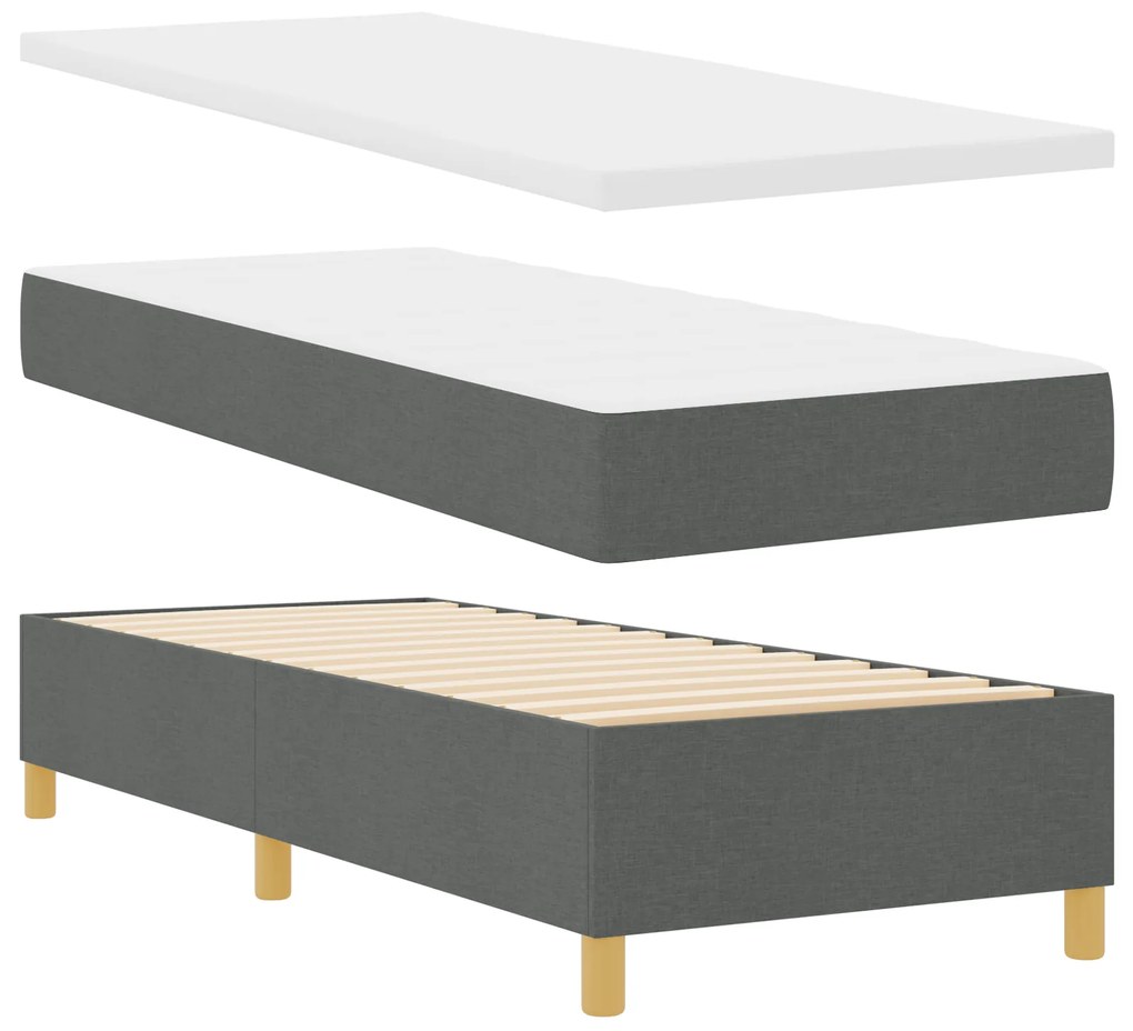 vidaXL Κρεβάτι Box Spring με Στρώμα Σκοτεινό Γκρι 80x200 εκ Υφασμάτινο