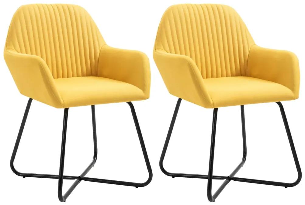 Καρέκλες Τραπεζαρίας 2 τεμ Κίτρινες Υφασμάτινες