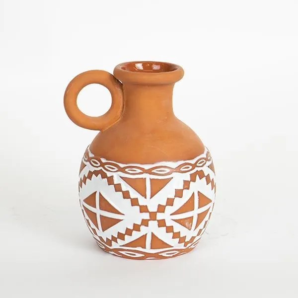 Βάζο Κεραμικό Terracotta-Λευκό 13,1x13,1x17,7εκ. ESTHETI 752-20231