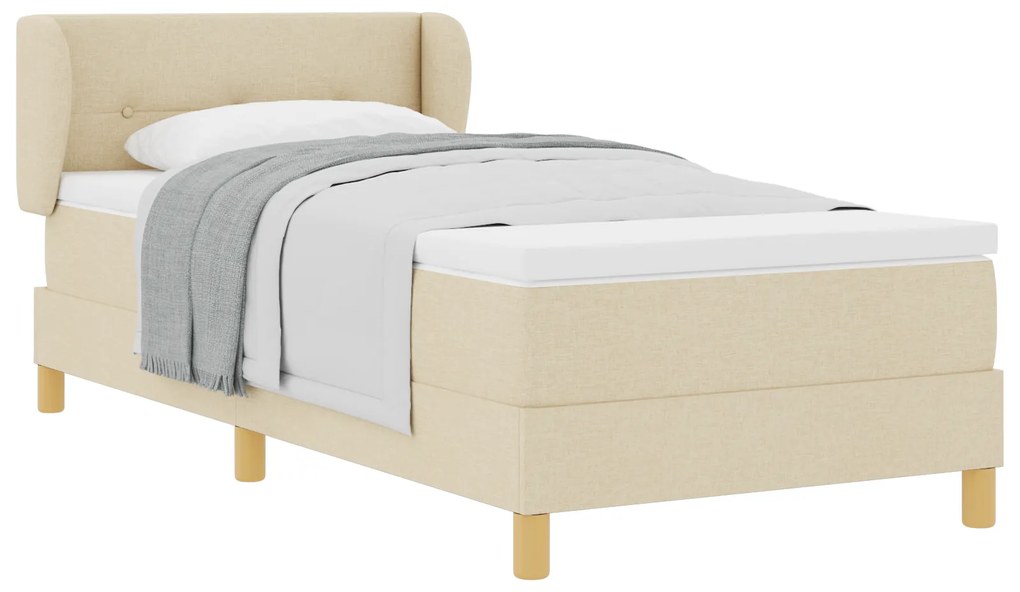 vidaXL κρεβάτι Box Spring με στρώμα - Κρεμ - 80x200 εκ - Ύφασμα
