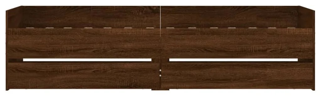 vidaXL Πλαίσιο Κρεβατιού Με Συρτάρια Καφέ Δρυς 75x190 εκ Small Single