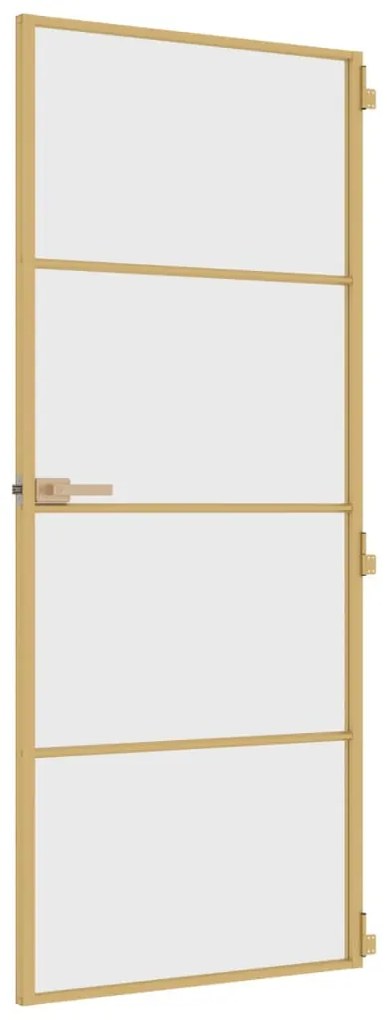 vidaXL Εσωτερική Πόρτα Χρυσή 83 x 201,5 εκ. Ψημένο Γυαλί & Αλουμίνιο