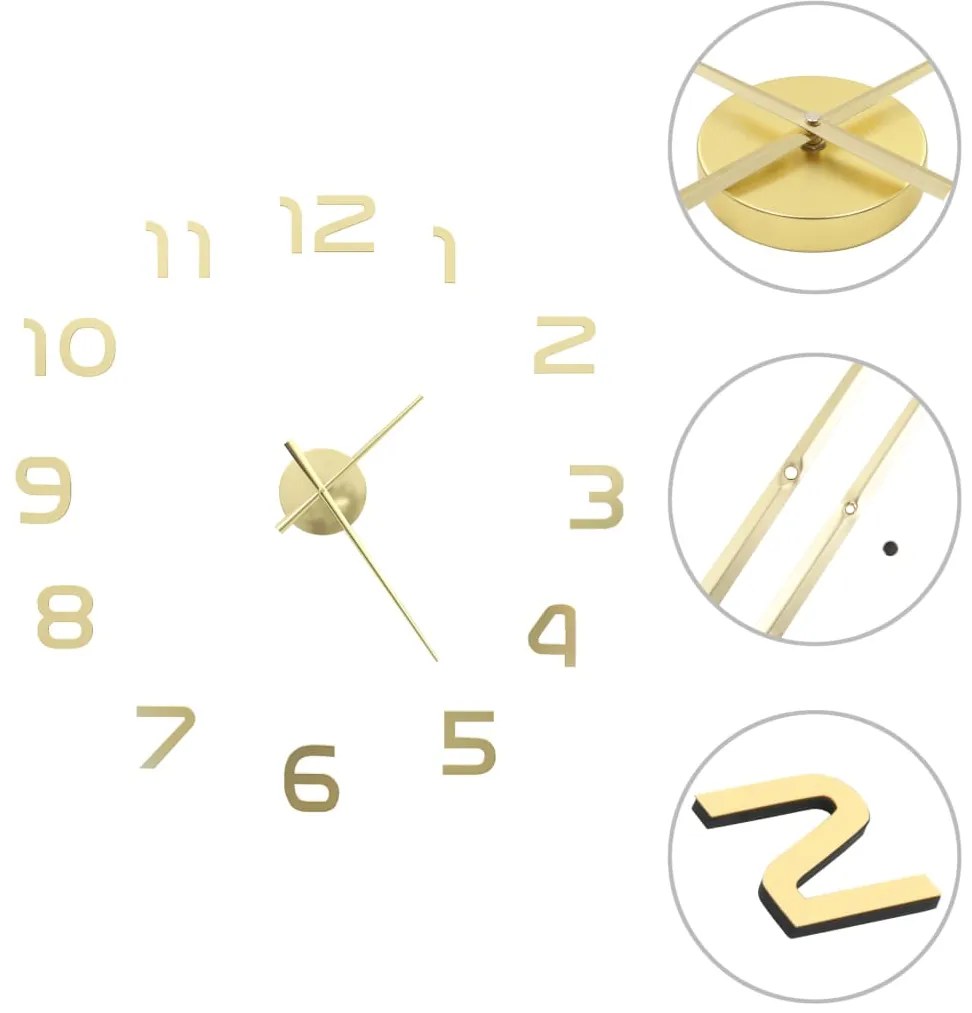 vidaXL Ρολόι Τοίχου Τρισδιάστατο Μοντέρνο Χρυσό 100 εκ. XXL