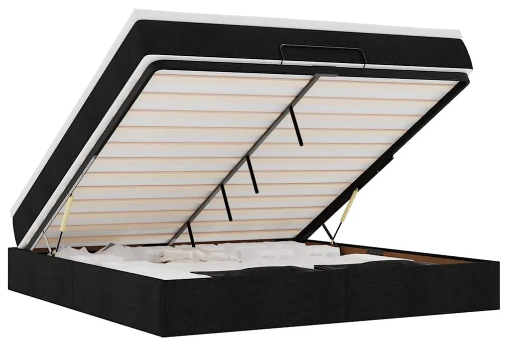 vidaXL Οθωμανικό κρεβάτι με στρώμα Μαύρο 160x200cm Ύφασμα
